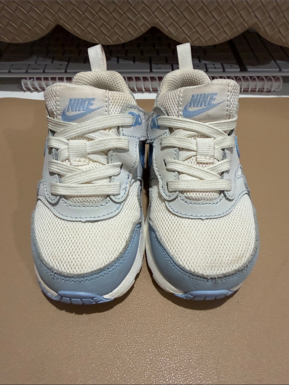 Nike Kids Cream and Light Blue Trainer Sneakers